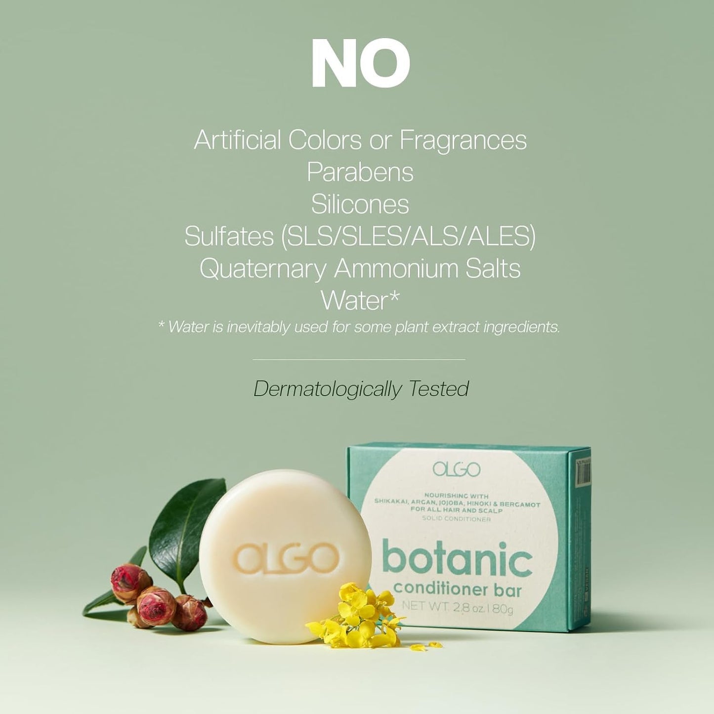 KSBC OLGO Botanic Conditioner Bar 2.8oz - Vegan, Sulfate-Free, Silicone-Free | Sustainable | Nourishing Argan, Jojoba, Shea Butter & Bergamot for Shiny, Healthy Hair