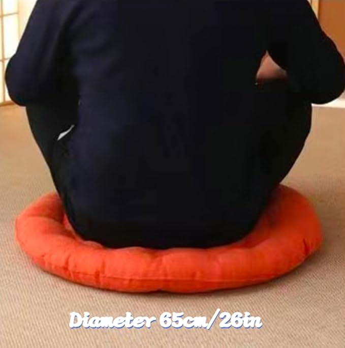 Large Linen Floor Cushions,Round Futon Pillows Japanese Style Tufted Floor Pillows Meditation Cushions for Seating On Pad for Yoga Sofa Balcony(Size:65x65cm(26x26inch),Color:Khaki)