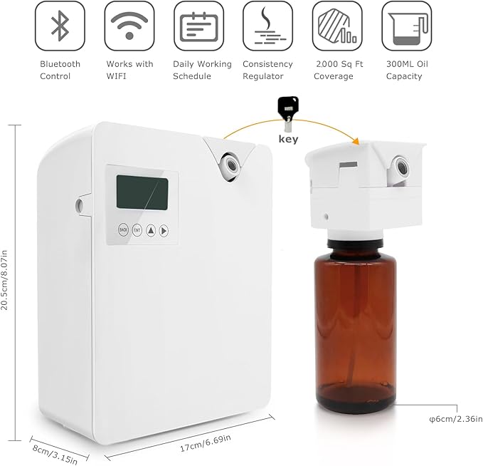 Smart HVAC Scent Diffusesr Whole House- Cold Air Nebulizing Tech. Waterless Scent Air Machine for Home & Commerical - Hotel Collection Aromatherapy Diffuser 300ml Cover Up to 2,000 Sq.Ft.