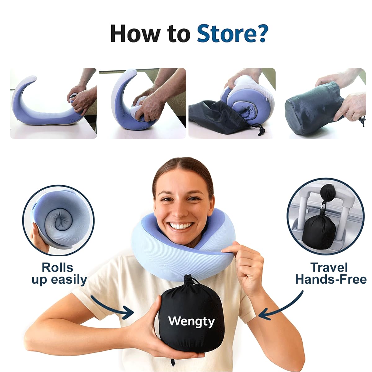 Travel Pillows for Airplanes,Memory Foam Neck Pillow for Traveling,Smooth & Cooling Fabric Plane Pillow for Long Flight,Ideal for Travels,Airplanes,Offices,Cars,Trains (Blue, Standard-Broad Fit)