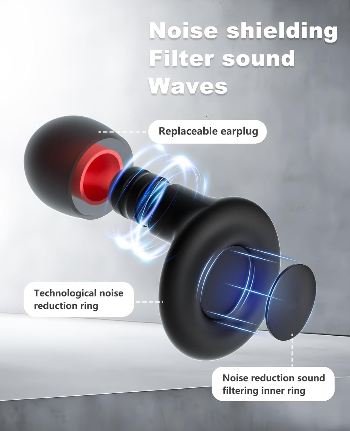 Ear Plugs for Sleeping Noise Reduction Reuseable, Concerts, Focus, Travel, Work, High Fidelity– 7 Pair Eartips – Flexible Soft-Touch – NRR of 24 and 27 dB Noise Cancelling Black Red,1 Count(Pack of 1)