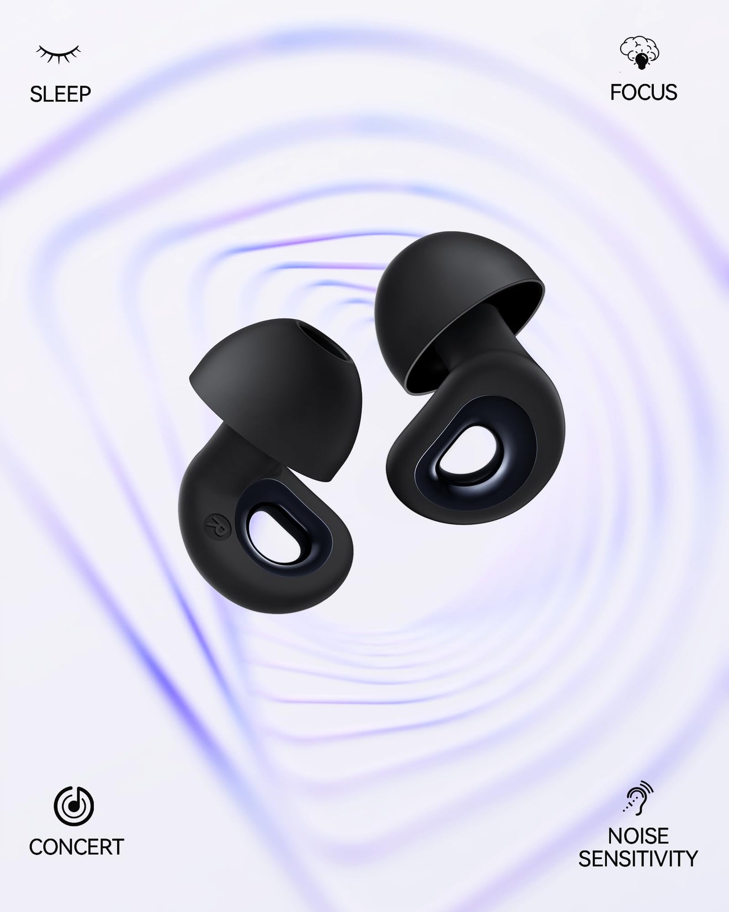 BIGOOD Ear Plugs for Sleeping, 50dB Noise Cancelling Ear Plug with 7 Pairs of Dual Single Layer Tips Reusable Ear Plugs for Noise Reduction, Silicone Earplugs for Concert, Snoring, Motorcycle Black