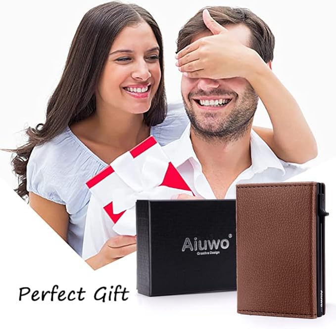 Aiuwo Airtag Wallet for Men,Mens Wallet Card Holder,Smart,Slim,Minimalist Wallet,Credit Cards Holder RFID Blocking Wallet (Airtag Wallet, Lichee Brown)