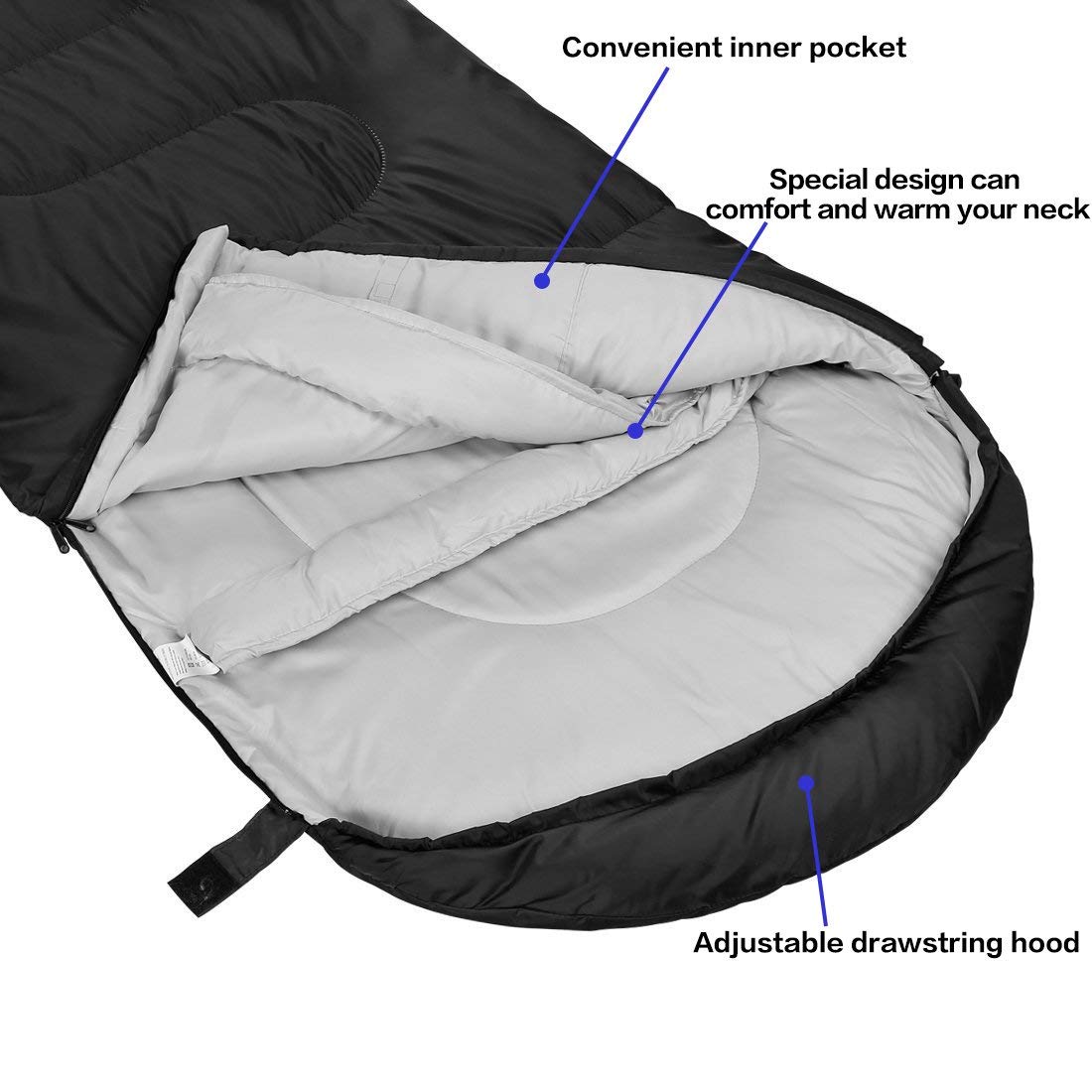 3-4 Season Sleeping Bag for Adults & Kids, Lightweight Warm Cold Weather Camping Bag with Waterproof Compression Sack – Portable for Hiking, Backpacking, Traveling & Outdoor Adventures (M-Dark Grey)