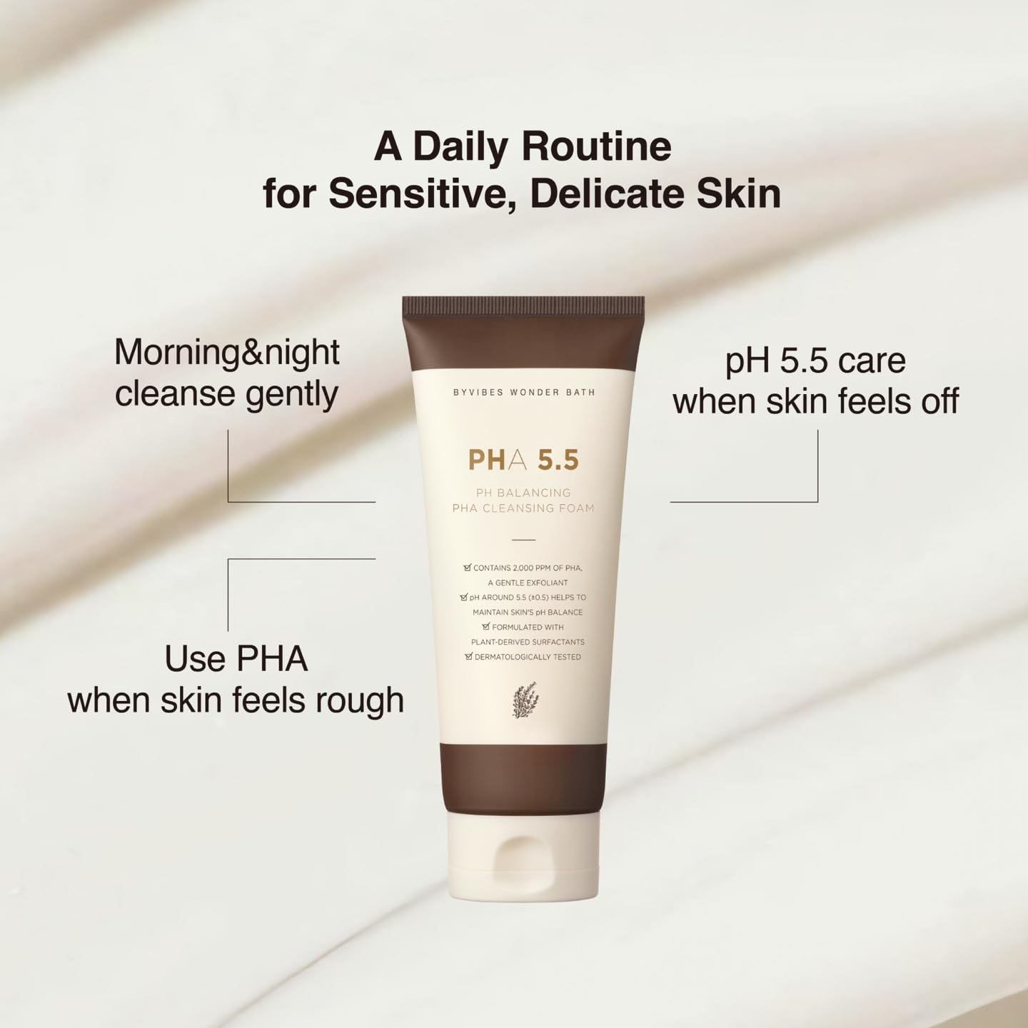 CHOSUNGAH BEAUTY PH Balancing PHA Cleansing Foam - Korean Face Wash for Sensitive Skin, Gentle Hydrating Facial Cleanser, Exfoliating Skin care, 4.4 Fl Oz (130ml)