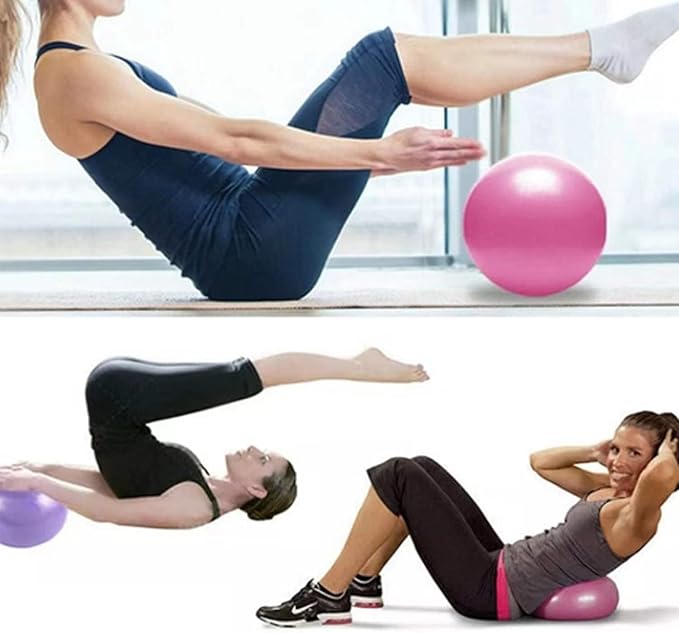 6 Inch Mini Exercise Pilates Yoga Ball for Yoga, Barre Training and Physical Therapy- Improves Balance with Inflate Pump(Black)