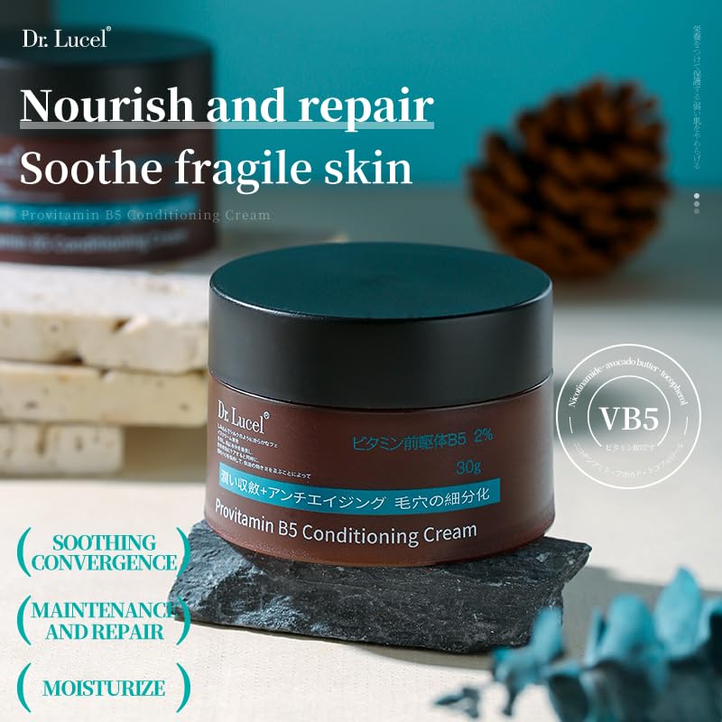 Dr. Lucel 2% Vitamin B5 Face Cream 30g / Vitamin E & Niacinamide, Anti-Aging, Reduces Wrinkles and Dullness, Nourishes Skin, Deeply Hydrates, Improves Skin Texture, Enhances Elasticity, Repairs Skin