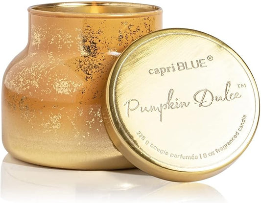 Capri Blue Glimmer Jar Candles - Luxury Holiday Scented Candles for Home - Long Lasting Soy Wax Blend - Scented Holiday & Home Decor - Pumpkin Dulce Petite Signature Jar (8 oz)