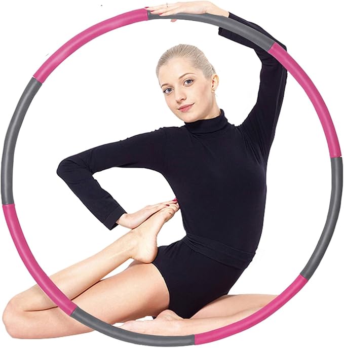Auoxer Fitness Exercise Weighted Hoop, Detachable and Size Adjustable Design, Lose Weight Fast by Fun Way, Fat Burning Healthy Model Sports Life