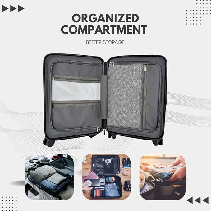 20-Inch Hardside Carry-On Luggage with Spinner Wheels – Airline Approved 22x14x9 Travel Suitcase with USB Port, Front Laptop Pocket & TSA Lock (Blue-Grey)