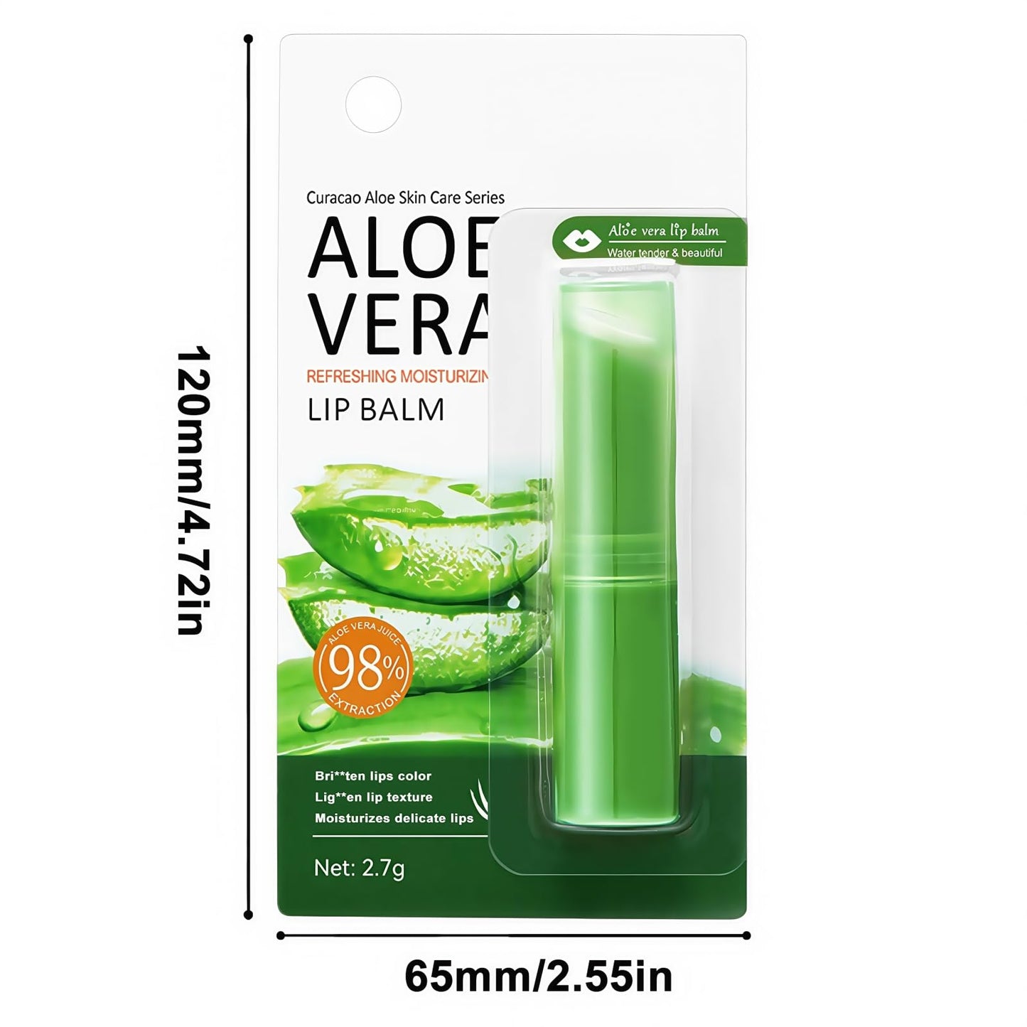Sadoer Aloe Vera Lip Balm Chapstick, Ultra Hydrating Plant-Based Formula for Soft Lips, 98% Natural Moisturizer, Long-Lasting Nourishment for Dry & Sensitive Lips（1PCS）