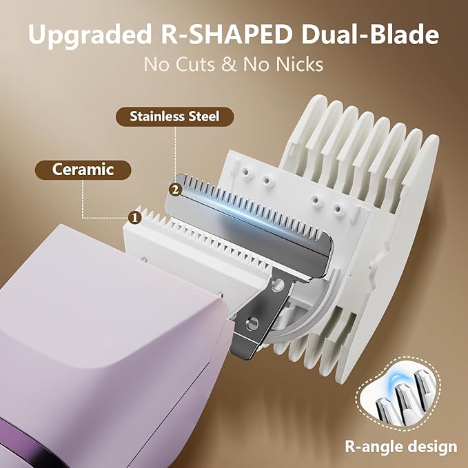 Bikini Trimmer for Women - Painless Waterproof Electric Razor Remover Foil Shaver for Leg, Body, Armpit & Facial Hair, Cordless with Ceramic Blade,USB Charging Dock, Travel Size, Gifts for Her, Purple