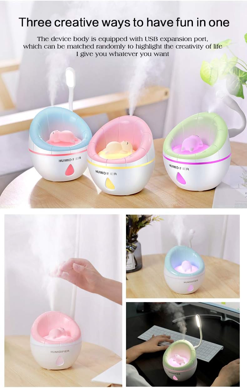 Cotree USB Small Sofa Humidifier, Mini Cool Humidifier 350ml Water Volume, One Touch Shut-Off for Home Office Bedroom (Pink)