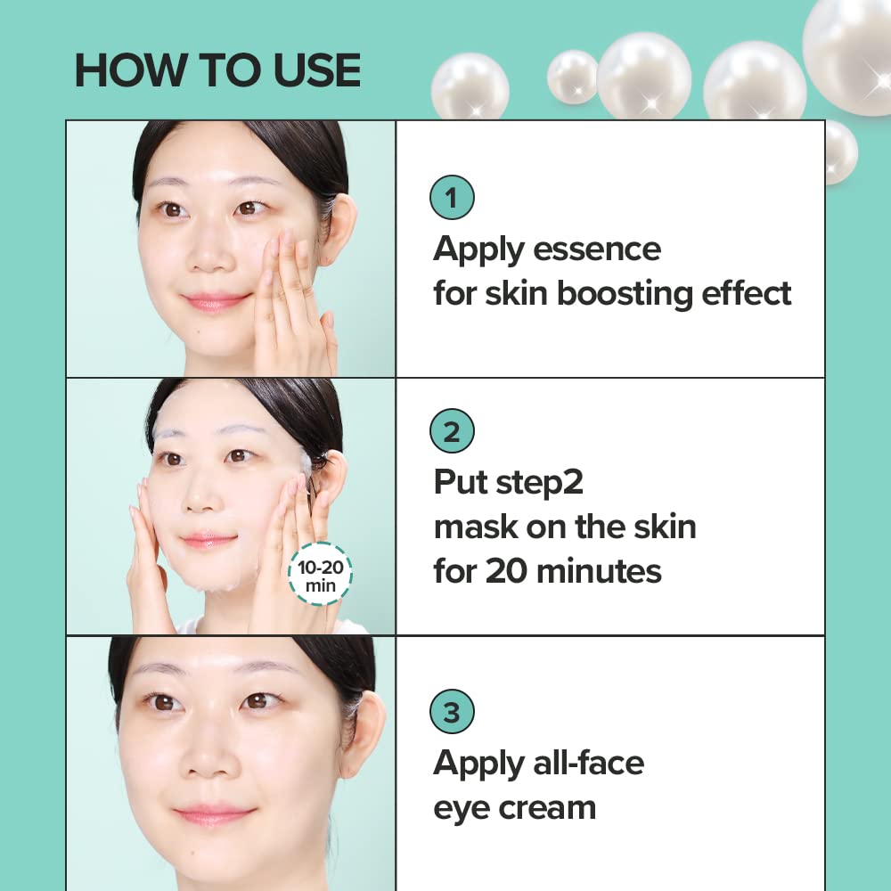 JMsolution Marine Luminous Pearl Deep Moisture 3 Step Skin Care Face Mask - Korean Skincare Facial Mask - boosting Brightening Moisturizing-10 Sheets for Dry Skin