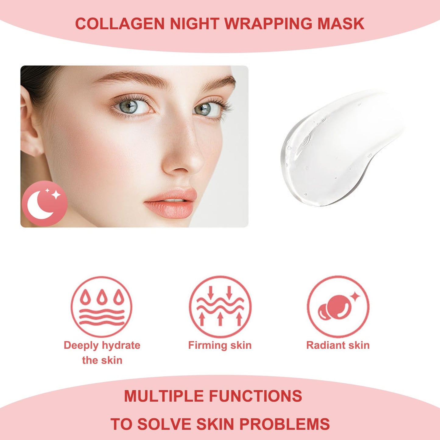 Ayzololo Collagen Night Wrapping Mask,Overnight Collagen Wrapping Mask,Collagen Peel Off Face Mask,Elasticity and Hydration Care,2.53 fl.oz(Brush Included)