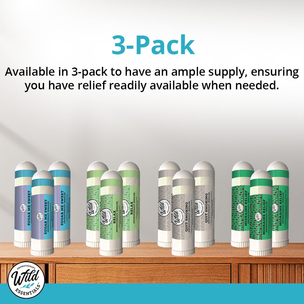 Wild Essentials 3 Pack of Breathe Easier Aromatherapy Nasal Inhalers Made with 100% Natural, Premium Grade Essential Oils, Allergies, Sinus, Clearing