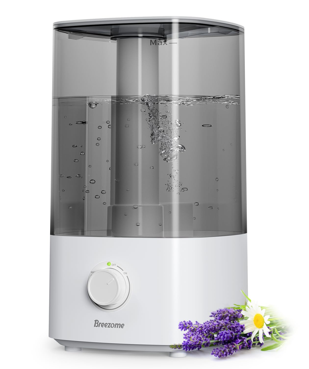 BREEZOME 4L Humidifiers for Bedroom, Essential Oil Diffuser, Top Fill Cool Mist Ultrasonic Humidifiers for Baby, Plants, Nursery, Humidifier for Large Room Last up to 50 Hours, Quiet Operation