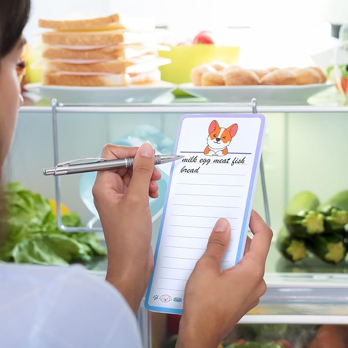 6 Pcs Funny Dog Magnetic Notepads for Refrigerator Dog Grocery List Magnet Pad for Fridge Magnet Pad Grocery Shopping List Teachers Coworkers Office Supplies, 2 Designs