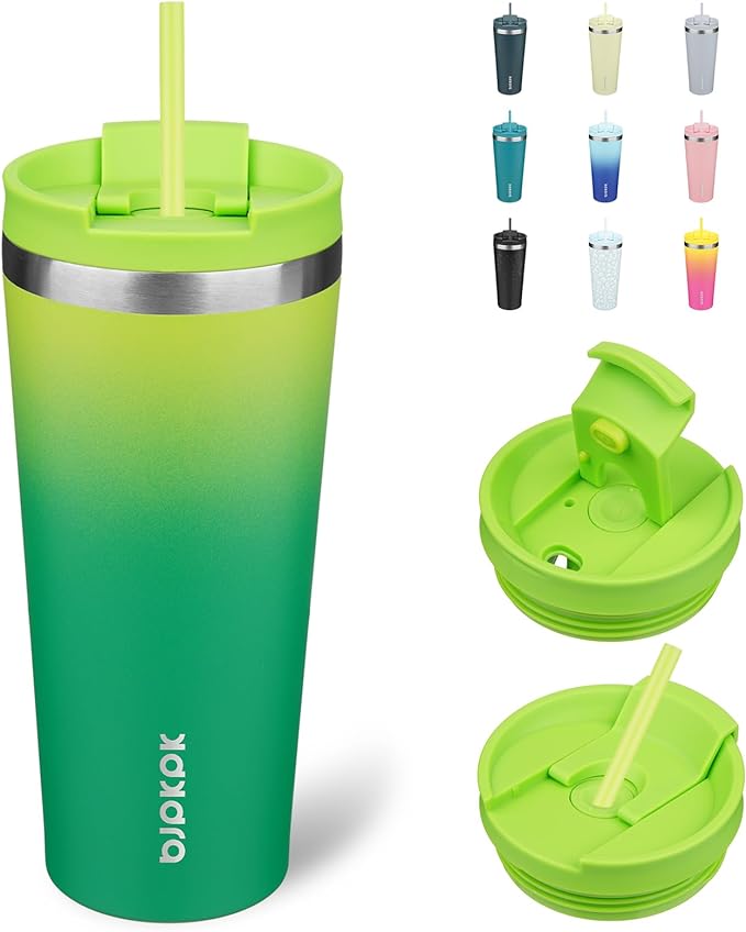 BJPKPK 22oz Tumbler With lid And Straw Stainless Steel Travel Coffee Mug Insulated Tumblers Cups,Bamboo Grove