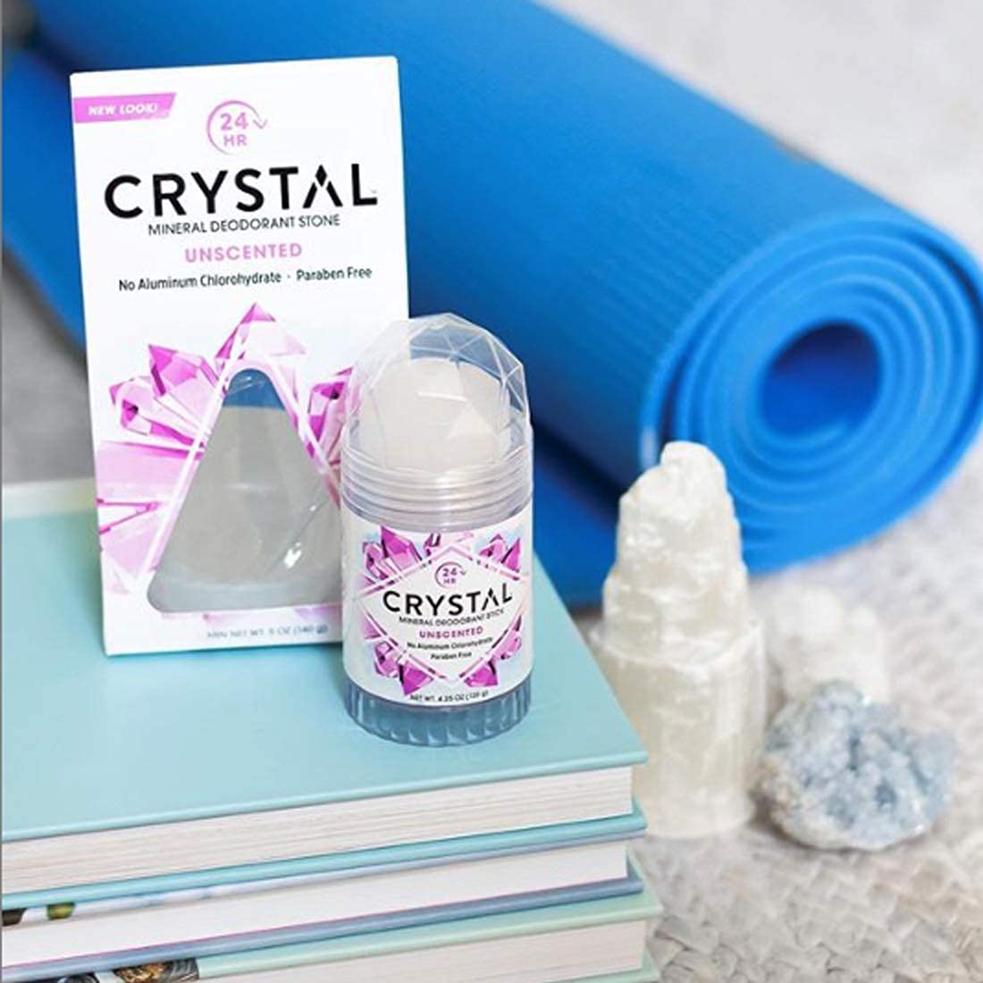 CRYSTAL Mineral Deodorant Stick - Unscented Body Deodorant With 24-Hour Odor Protection, Non-Staining & Non-Sticky, Aluminum Chloride & Paraben Free, 4.25 oz, (2 Pack) (Packaging May Vary)