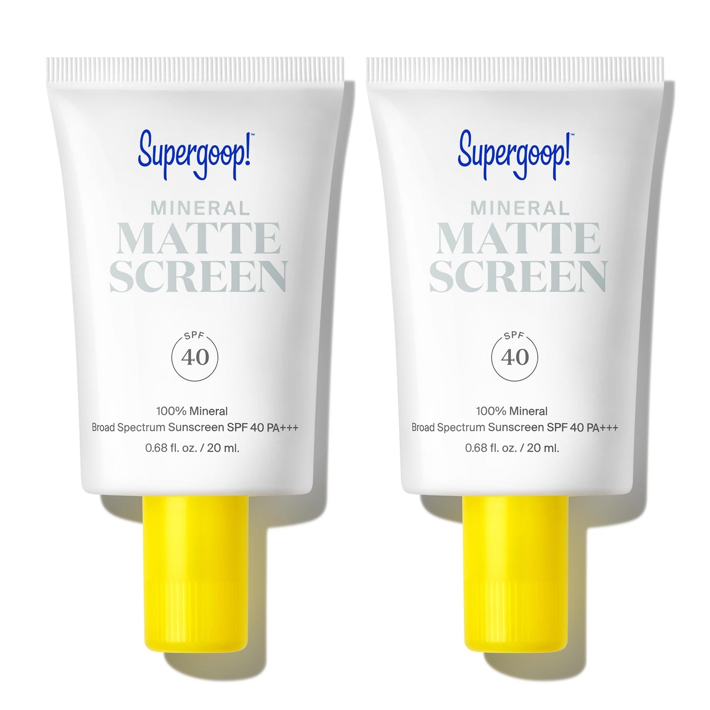 Supergoop! Mineral Mattescreen (SPF 40) - 20 mL, Pack of 2 - Mineral, Oil-Free Broad Spectrum Sunscreen - Smooths Skin’s Appearance, Minimizes Pores & Controls Shine - Water & Sweat Resistant