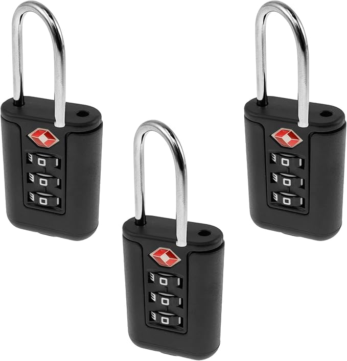 6Pcs TSA Approved Luggage Locks 3 Digit Travel Combination Portable Small Padlocks Stainless Steel TSA Accepted Toolbox Locks for Travel Bag Suitcase Lockers
