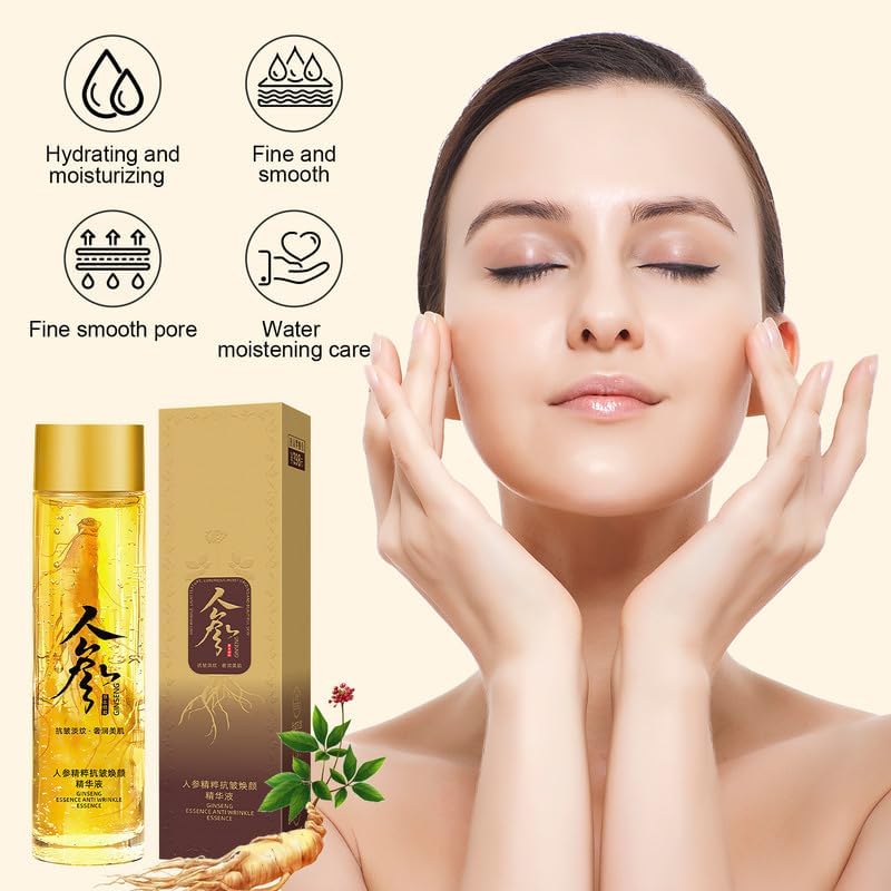 2bottle Ginseng Extract Liquid,Ginseng Serum Water Ginseng Gold Peptide Anti Wrinkle Serum Ginseng Oil Skin Tightening Products Facial Products Hydrating Essence Anti Wrinkle Tightening Serum
