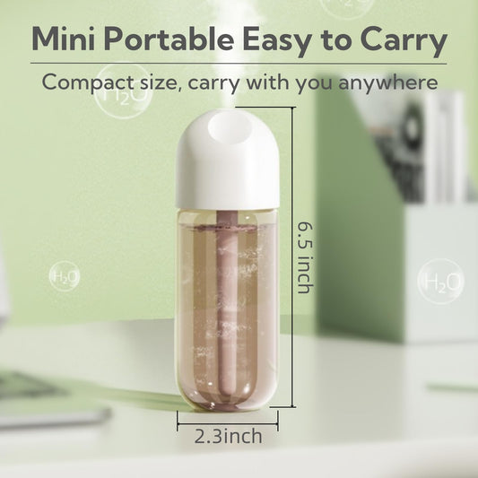 Portable Small Humidifier - Cool Mist Humidifiers with 3 Spray Modes Water Shortage Protection, Ultra-Quiet, Mini Humidifier for Bedroom Plants Office Car Travel
