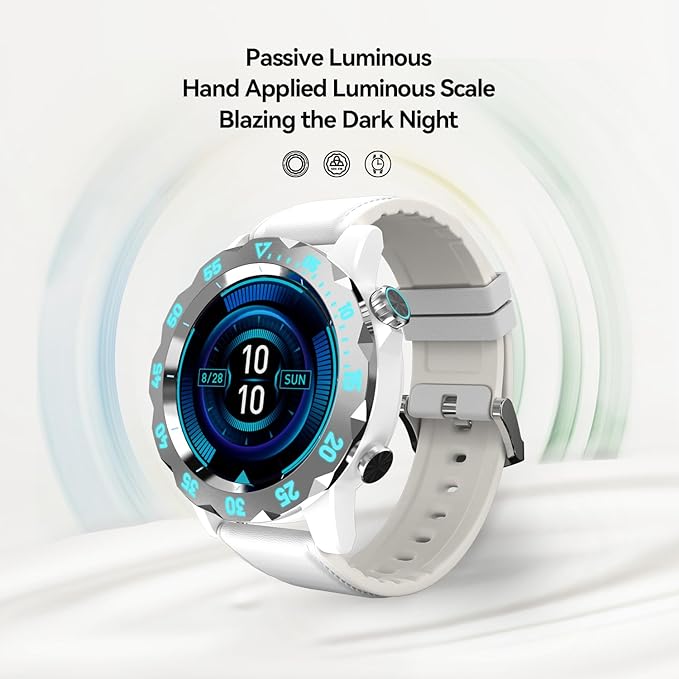 KAVVO Oyster Urban Smart Watch for Men, 46mm Fitness Smartwatch with Blood Oxygen Heart Rate Sleep Monitor, Multiple Sports Modes Tracker for Android iOS Phones (Raw White)