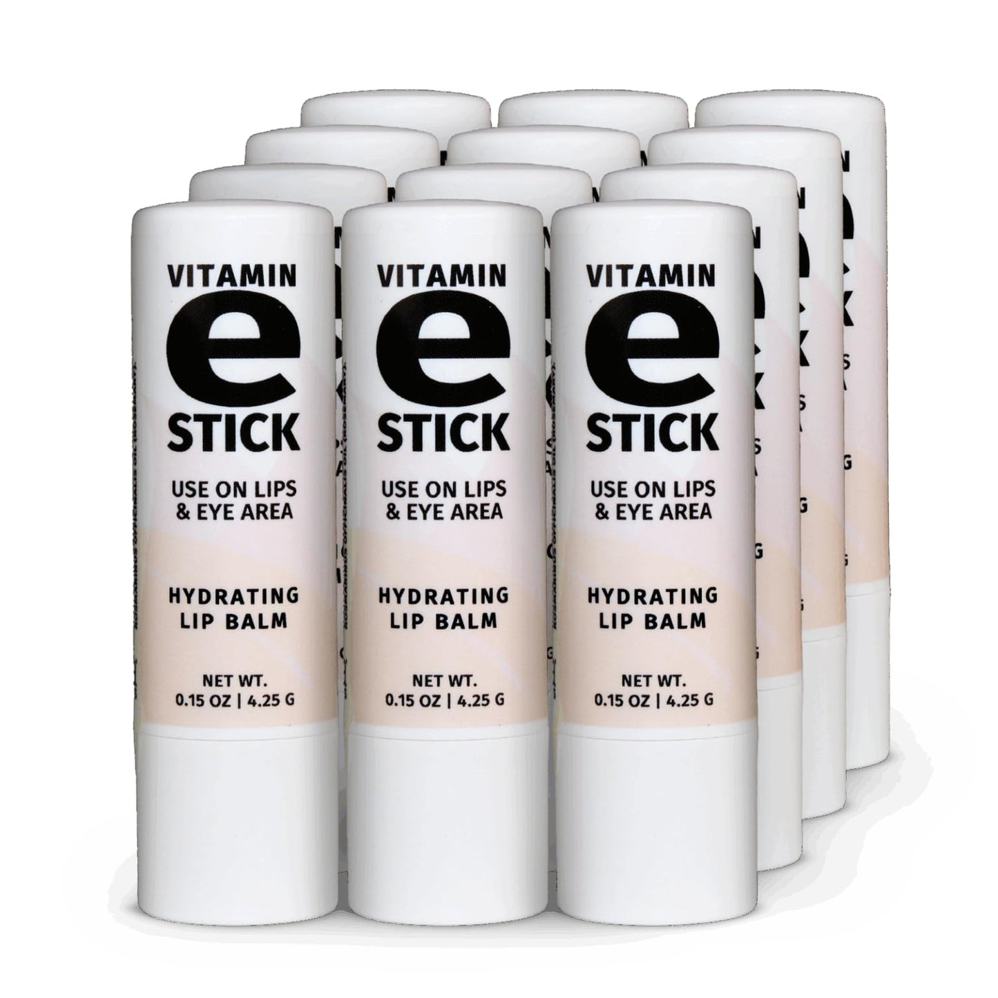 Reviva Labs Vitamin E Stick - Hydrating Lip Balm for Chapped Lips & Under Eye Care - Moisturizing with Beeswax, Shea Butter & Allantoin - Vitamin E Lip Balm for Men & Women (Pack of 12)