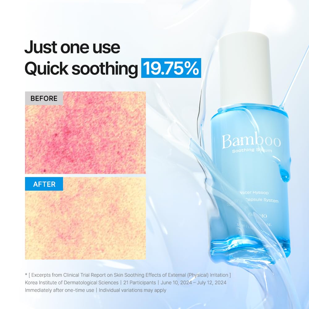 BERGAMO Bamboo Soothing Face Serum For Sensitive Skin - Hydrating Face Moisturizer, Lightweight Facial Serum, Vegan Skin Care, Hypoallergenic & Fragrance-Free, Korean Skin Care, 1.69fl.oz, 50ml