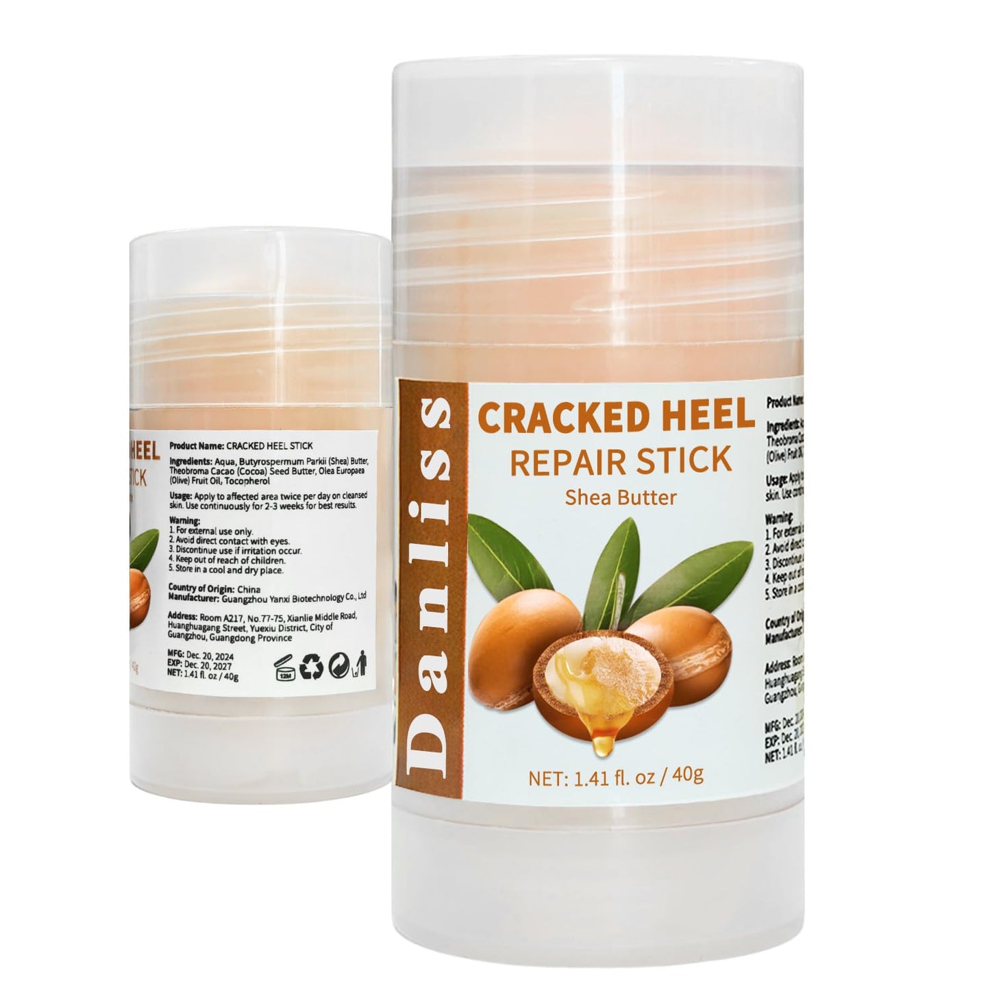 Danliss Heel Moisturizing Balm Stick Cracked Foot Nourishing Repair for Rough Dry Chapped Feet Hands Heels Nails Elbows with Shea Butter & Olive Vitamin E Natural Mild Moisturizer 1.41Oz (Shea Scent)