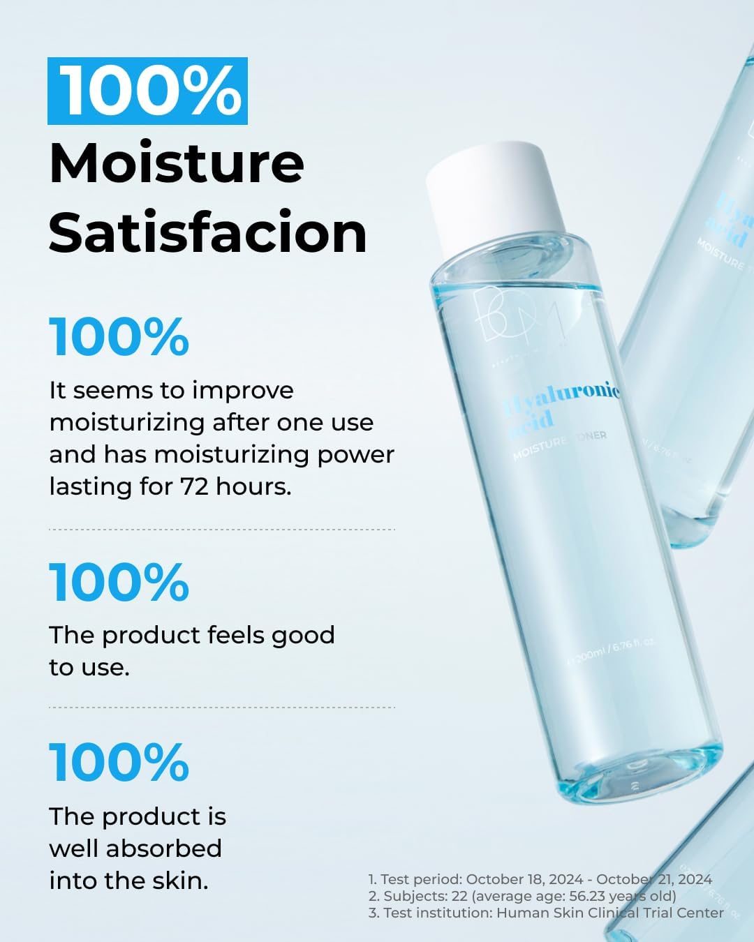 BOM Hyaluronic Acid Moisture Toner 6.76 fl oz, Lightweight Vegan Toner with Vitamins, 72 Hour Hydration Lock, Non Sticky Formula, Hypoallergenic, Sensitive Skin, Korean Skincare