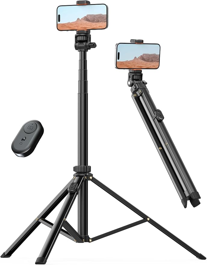 86'' Phone Tripod & Selfie Stick, Tripod for iPhone with Detachable Remote, Portable Phone Tripod Stand for Video Recording, Travel Tripod for Cell Phone, Compatible with Smartphones, DSLR