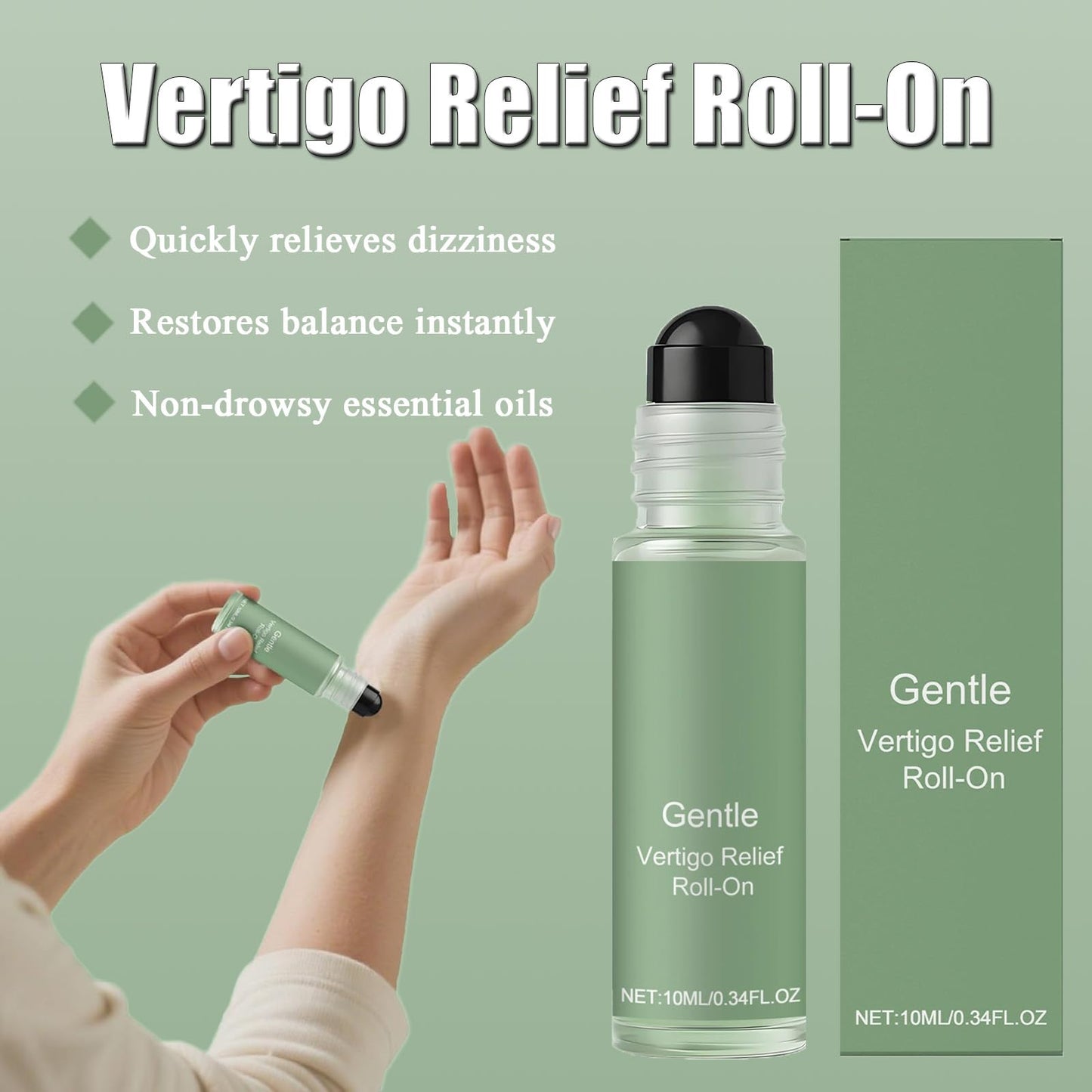 Vertigo Ease Roll On, Natural Ingredients for Vertigo Relief, Portable Roller for Travel & Daily Use (2 x 10ml)