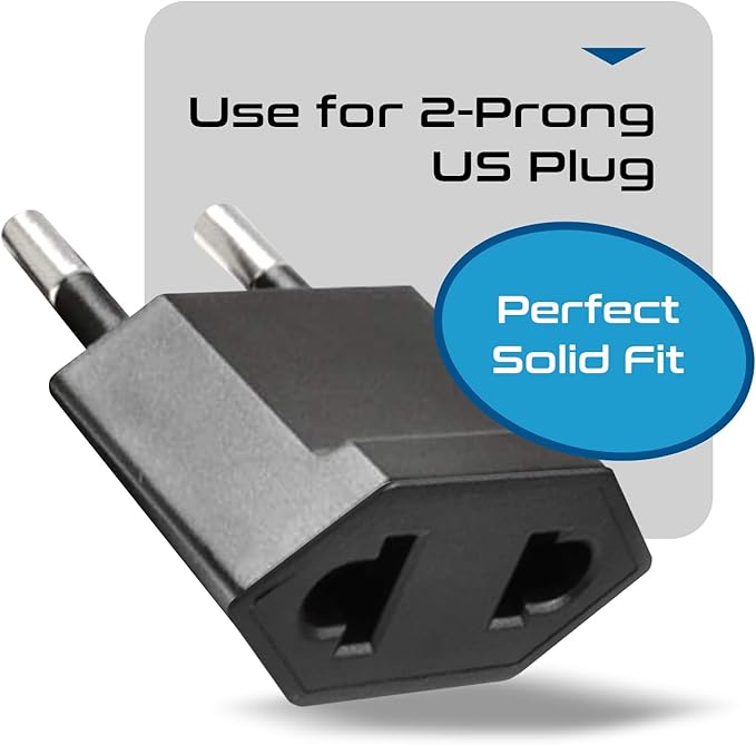 Ceptics USA, Canada to European Plug Adapter - Type C Adapter compatible in Europe, Canada to European travel plug adapter Ideal for Phones, Camera & More - CE Certified - RoHS Compliant - 12 Pack