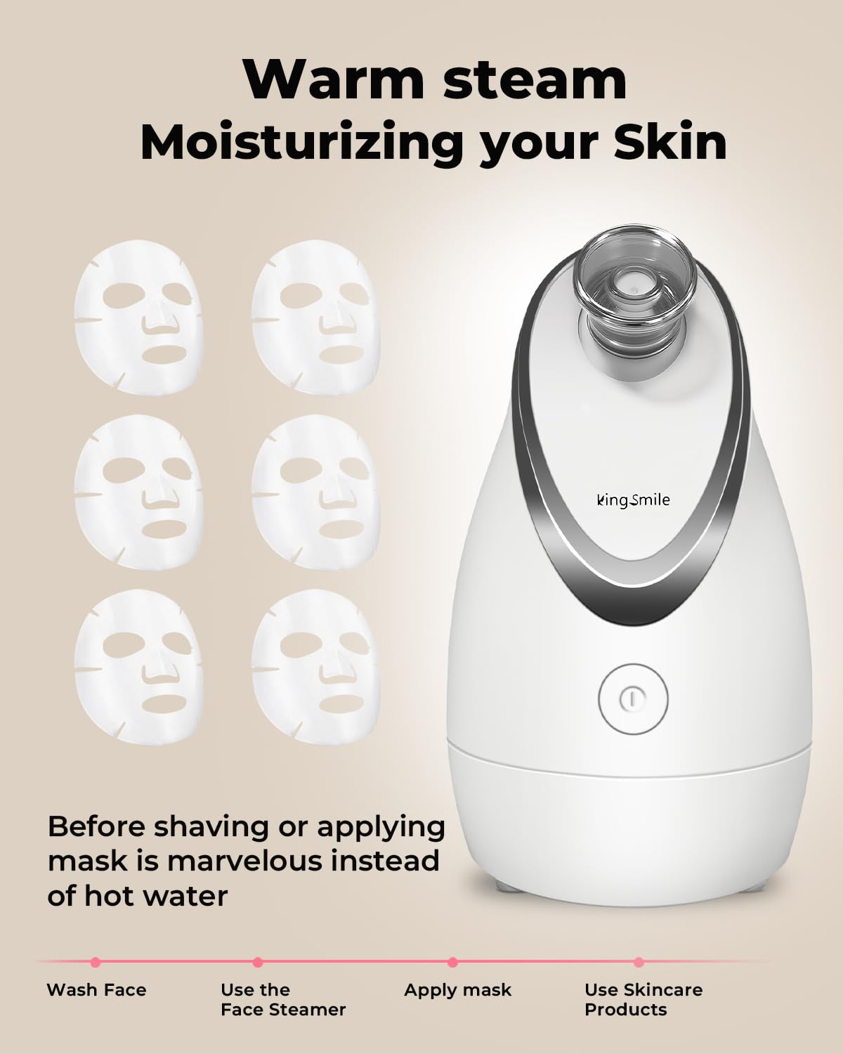 Kingsmile Facial Steamer for Face, 3 in 1 Face Steamer for Facial Deep Cleaning, Compact Nano Steamer - Aromatherapy, Adjustable Nozzle Warm Powerful Steam for Home SPA, Face Humidifier- SPA Headband