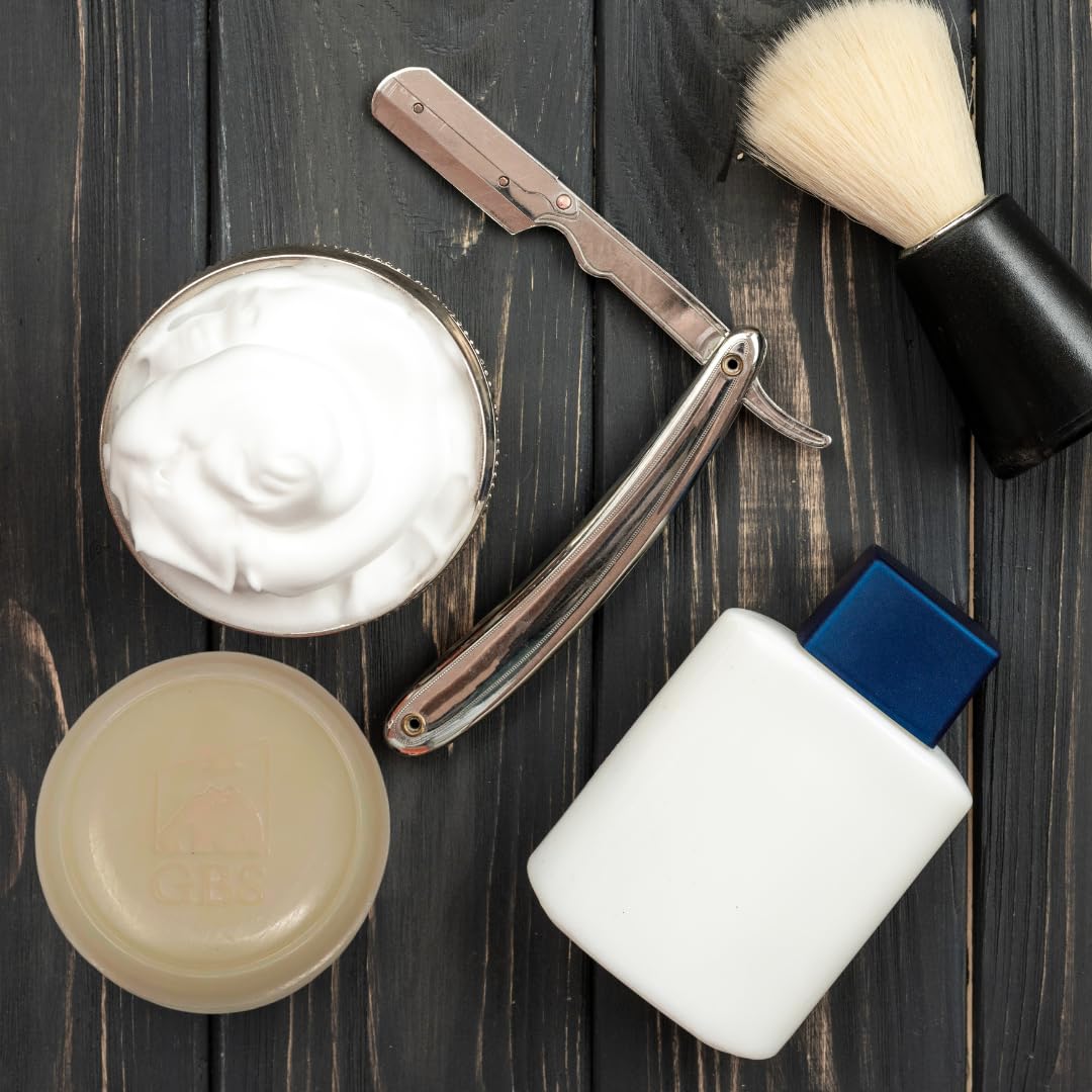 G.B.S 97% Bay Rum All-Natural Shave Soap Made with Shea Butter Coconut Oil, Avocado Oil, Balm Soap Towel & Travel Kit
