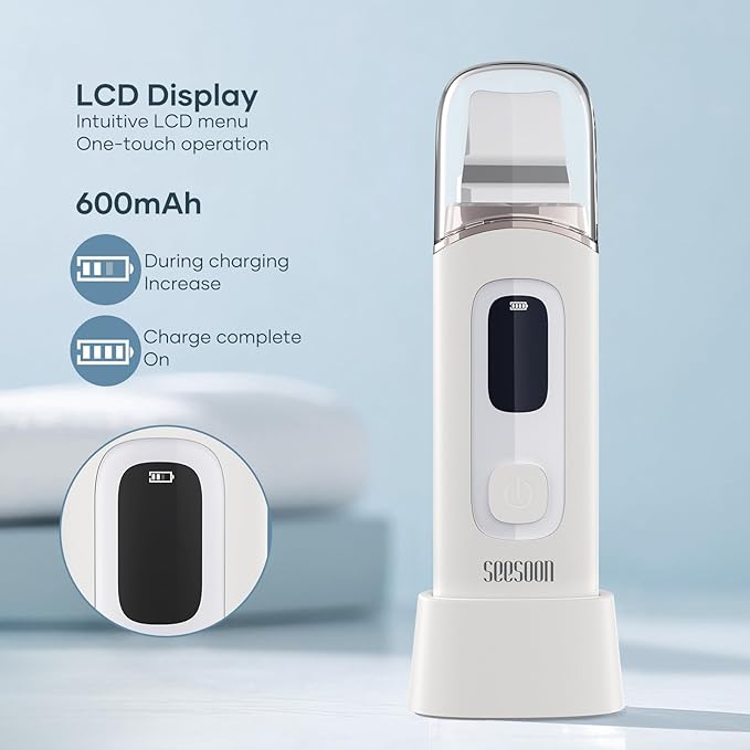 4 in1 Facial Skincare Scrubber,Skin Scrubber Face Spatula - Blackhead Remover with 4 Modes, Pore Extractor Face Spatula Deep Cleansing for Facial Skincare LCD Display, IPX7 Waterproof-Purple-White