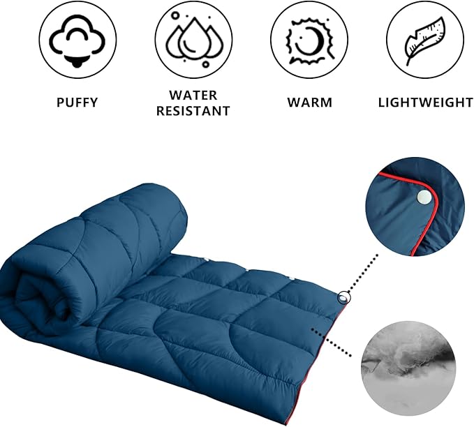Camping Blanket, Packable Puffy Blanket Down Alternative Blanket Lightweight Windproof Resistant for Outdoors,Hiking, Backpacking,Beach,Car,Picnic,Stadium 52x75in