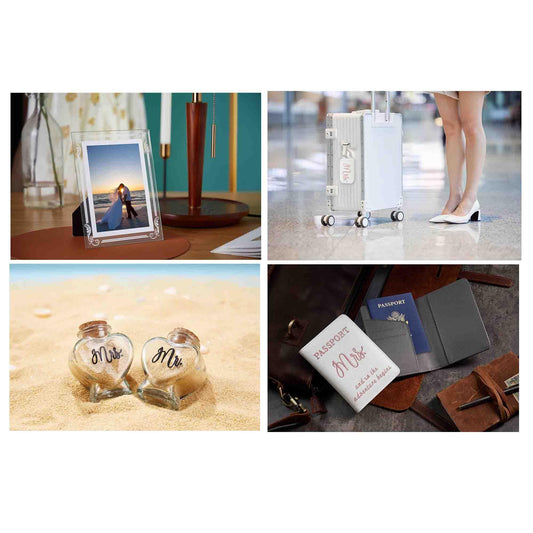 Mr and Mrs Luggage Tags & Passport Holder Set, Wedding Gifts for Couples 2025, Bridal Shower Gifts for Honeymoon