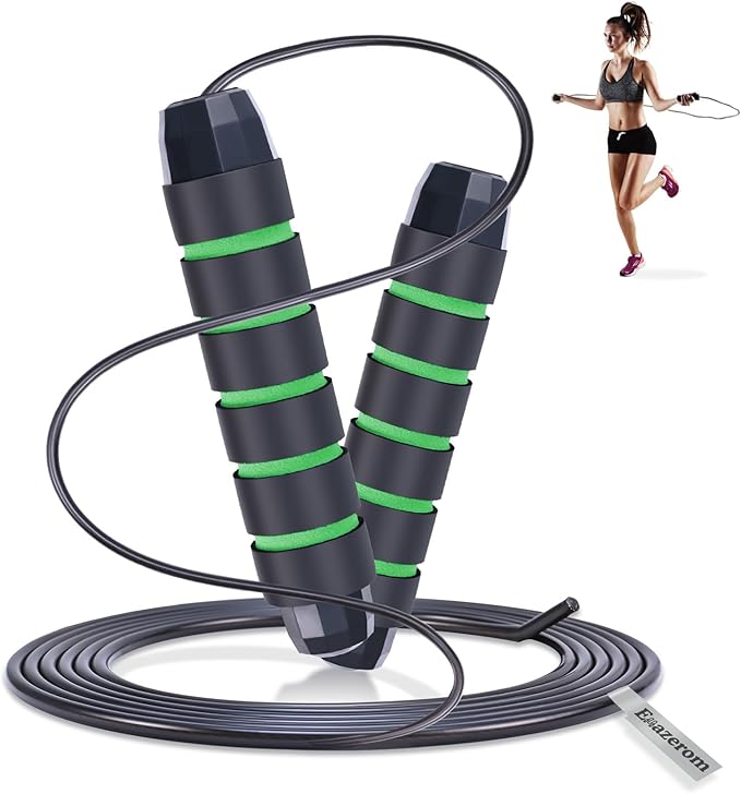 Jump Rope for Women Men Kids, Adjustable Skipping Rope with Ball Bearings, Professional Jumping Rope with Foam Handles, Tangle-Free Rapid Speed Jump Ropes for Fitness Workout Boxing Exercise