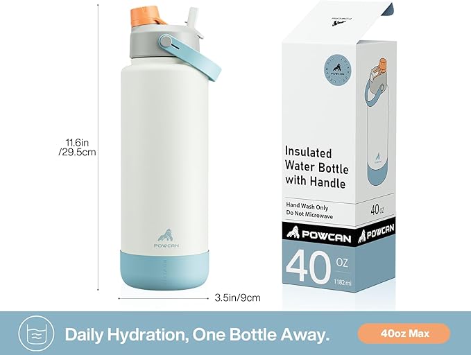 40 oz Insulated Water Bottle with 2-in-1 Straw and Spout Lid, Keep Cold 24H, Leak-Proof, BPA-Free, Double Wall Stainless Steel Water Bottle for Sports, Gym, Travel, and School (Be Free)