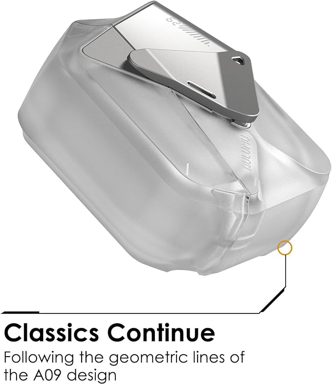 Aulumu A29 Geometric AirPods 4 Case with Lock | Protective Cover with Nylon Buckle | Alloy Armour | Compatible with Apple AirPods 4th (2024) - Translucent White