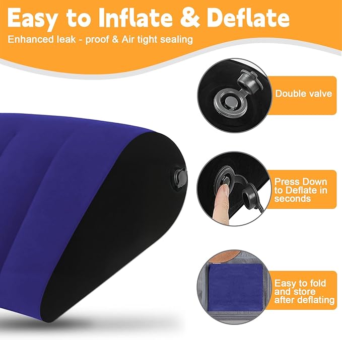 Inflatable Wedge Pillow Camping Cushions – Portable Folding Body Positioners Lightweight Wedge Pillow,Cushion for Yoga,Sleeping,Travel,Reading Lumbar Cushion for Back Pain and Pressure Relief