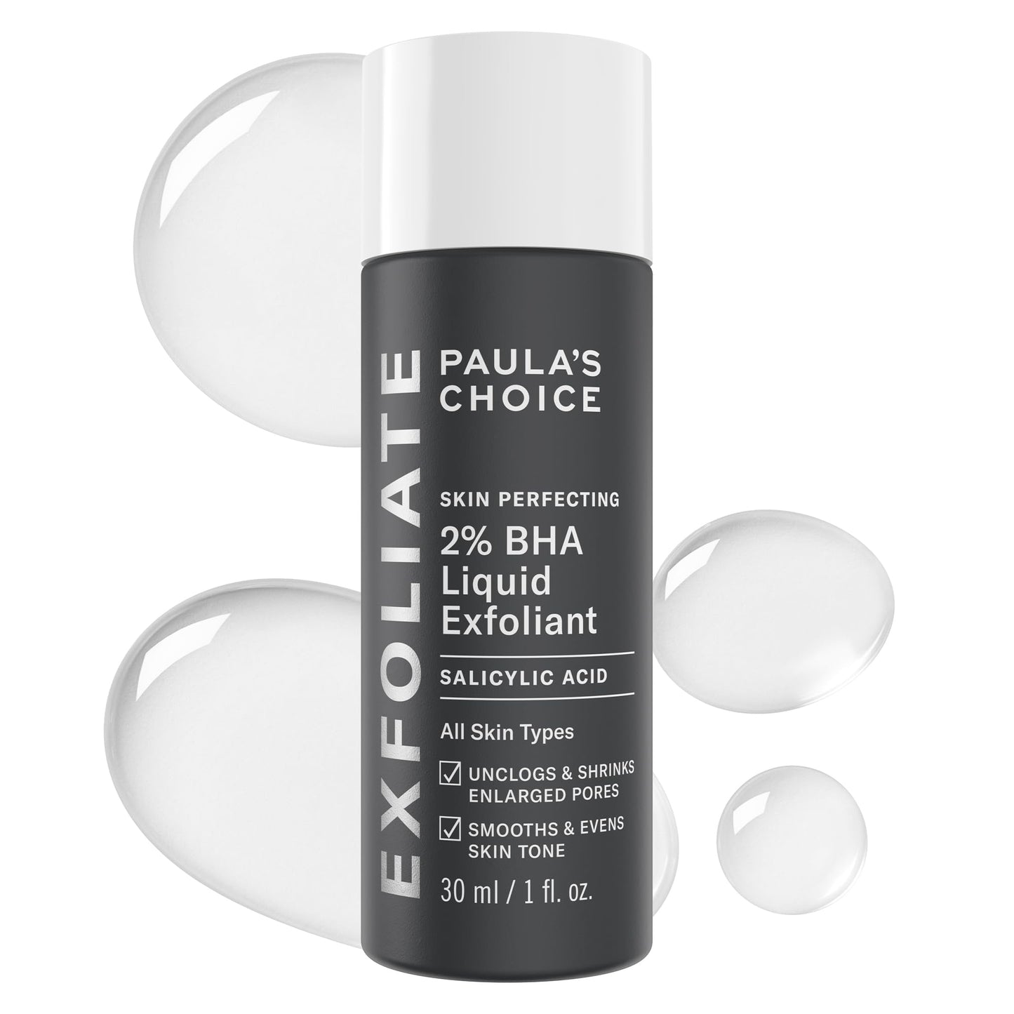 Paula's Choice Skin Perfecting 2% BHA Liquid Salicylic Acid Exfoliant, Gentle Facial Exfoliator for Blackheads, Large Pores, Wrinkles & Fine Lines, Travel Size, 1 Fluid Ounce