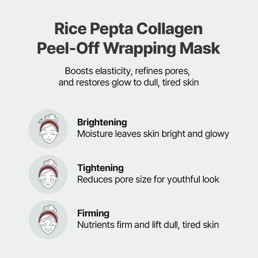 NACIFIC Rice Pepta Collagen Peel-Off Wrapping Mask 2.46oz 70g – Overnight Facial Mask Pack, Hydrating, Firming & Elasticity, Pore Minimizing, Lifting, Glowy Glass Skin, Korean Skincare with Peptide