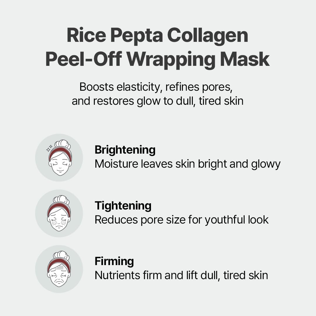 NACIFIC Rice Pepta Collagen Peel-Off Wrapping Mask 2.46oz 70g – Overnight Facial Mask Pack, Hydrating, Firming & Elasticity, Pore Minimizing, Lifting, Glowy Glass Skin, Korean Skincare with Peptide