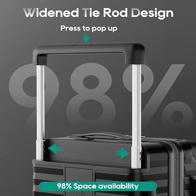 Joyway 20 Inch Carry on Luggage with Front Pocket, PC Hardshell Carry-on Suitcase with USB Port and Cup Holder, 21.5x14.2x9 Airline Approved, Luggage with Spinner Wheels and TSA Lock (Black)