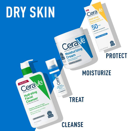 CeraVe Moisturizing Cream and Hydrating Face Wash Trial Combo, 12oz Cream + 3oz Travel Size Cleanser
